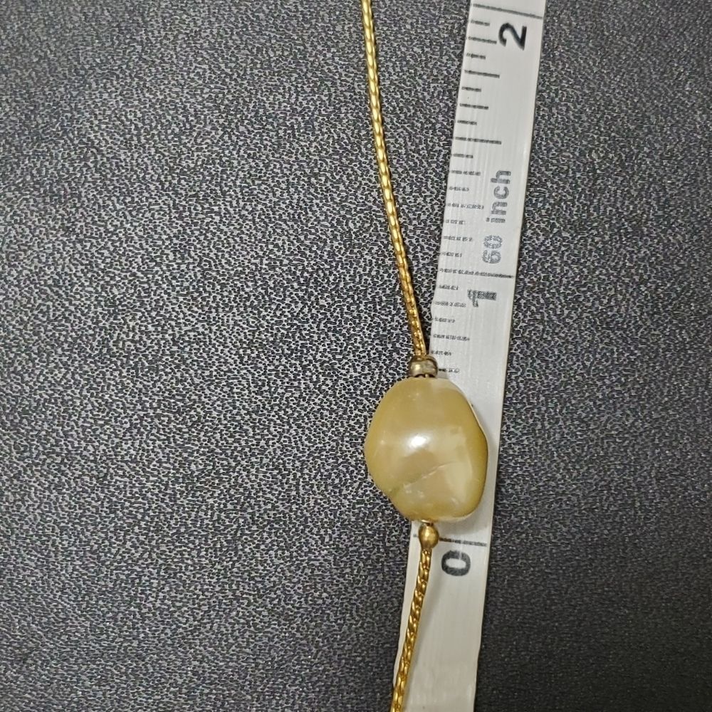 Gold tone faux pearl long necklace 34" - Picture 5 of 8